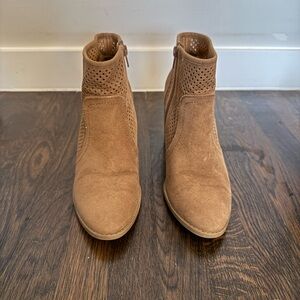 Perforated Tan Ankle Booties